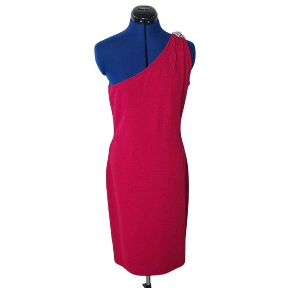 St. John Evening Single Shoulder Dress, Berry, Size 8, NWT - Picture 1 of 9